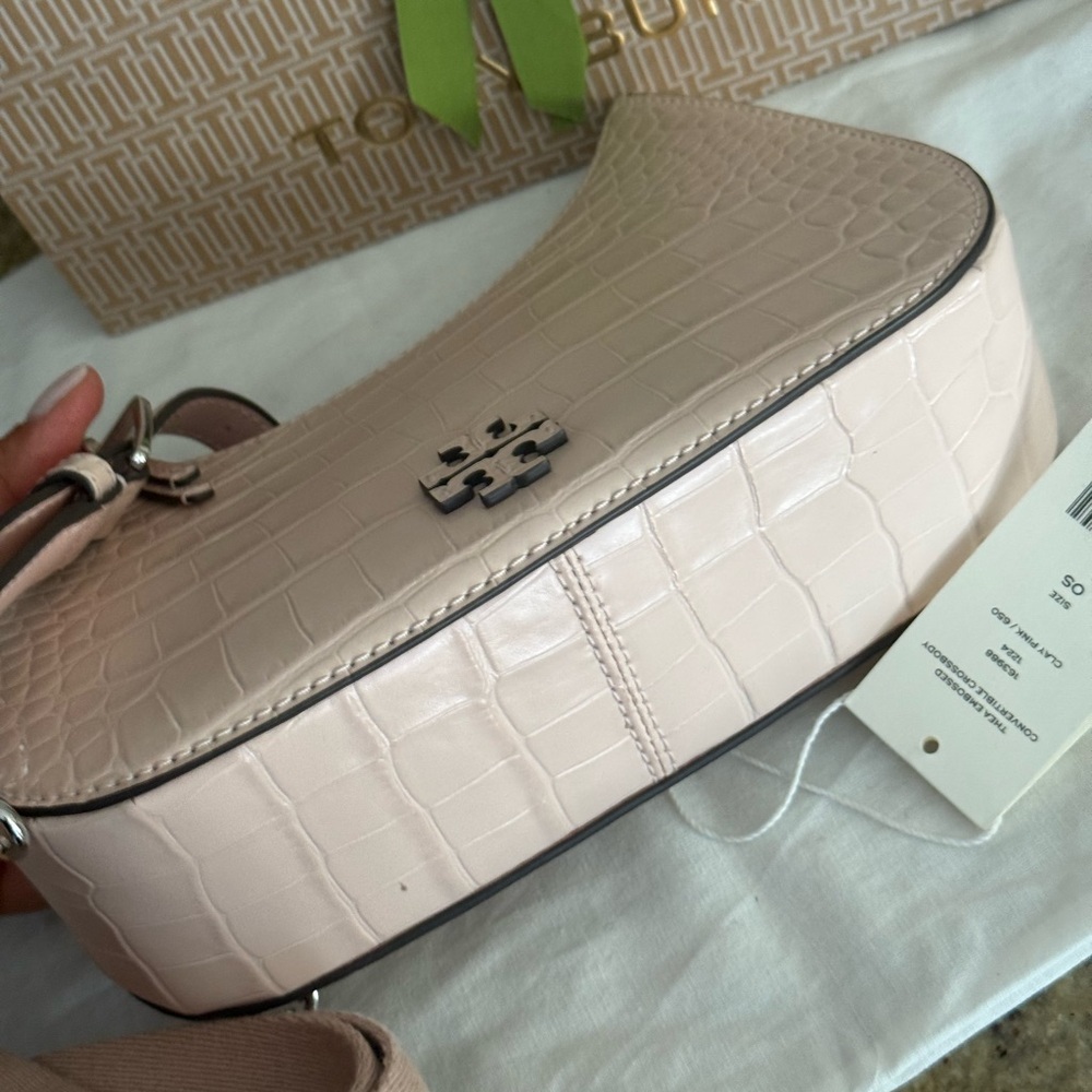 478$! Tory Burch - Thea Embossed Convertible Crossbody, Clay Pink - Picture 9 of 13